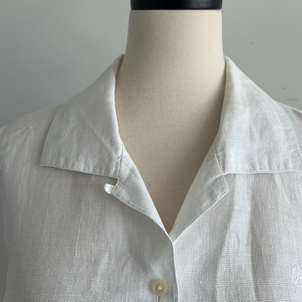 Lauren - Ralph Lauren, 100% Linen, White Button down top, Size 16 - Picture 3 of 13